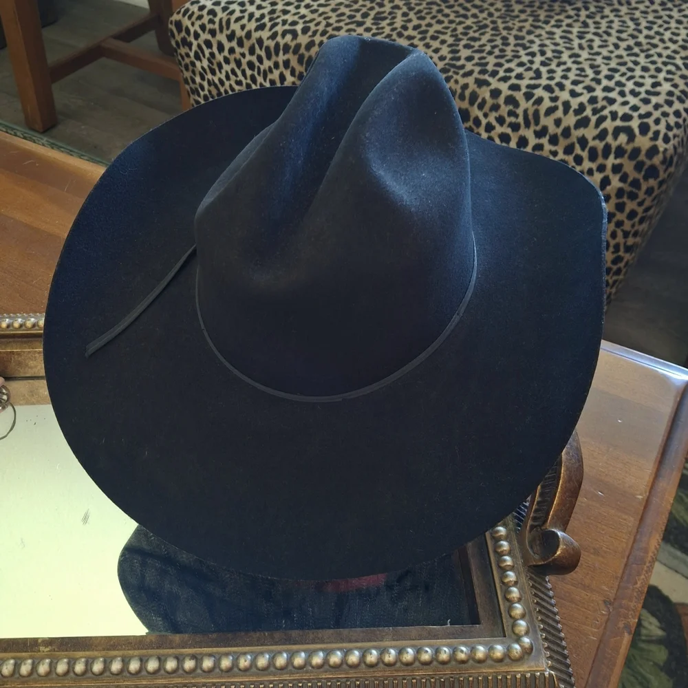 Men's Black Long Oval Felt Hat 7 1/4 American Hat Co. - Picture 4 of 11